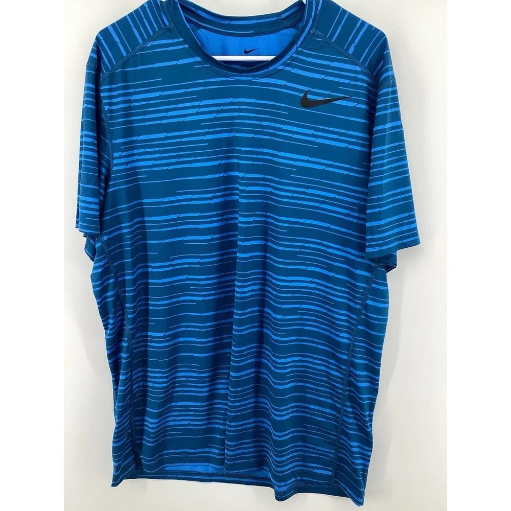 Men's Nike Fitted Dri-Fit Performance Training Shirt 848061-457 Blue XL‎